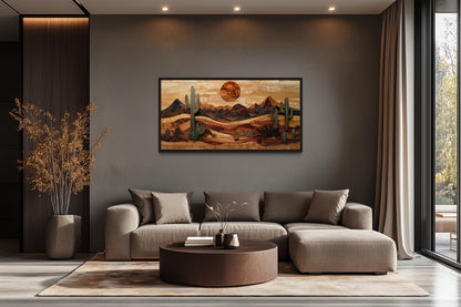 Southwestern Desert Landscape Wood Style Canvas Wall Art
