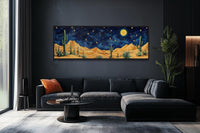 Southwestern Desert Night Sky Long Horizontal Framed Canvas Wall Art