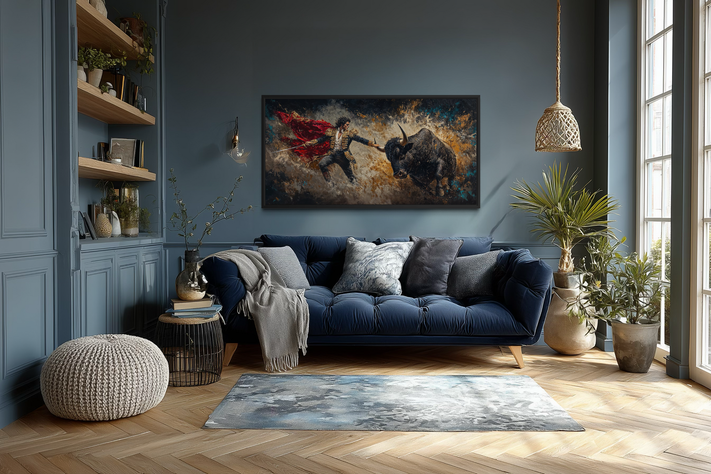 Spanish Matador Fighting Bull Canvas Wall Art For Man Cave Decor