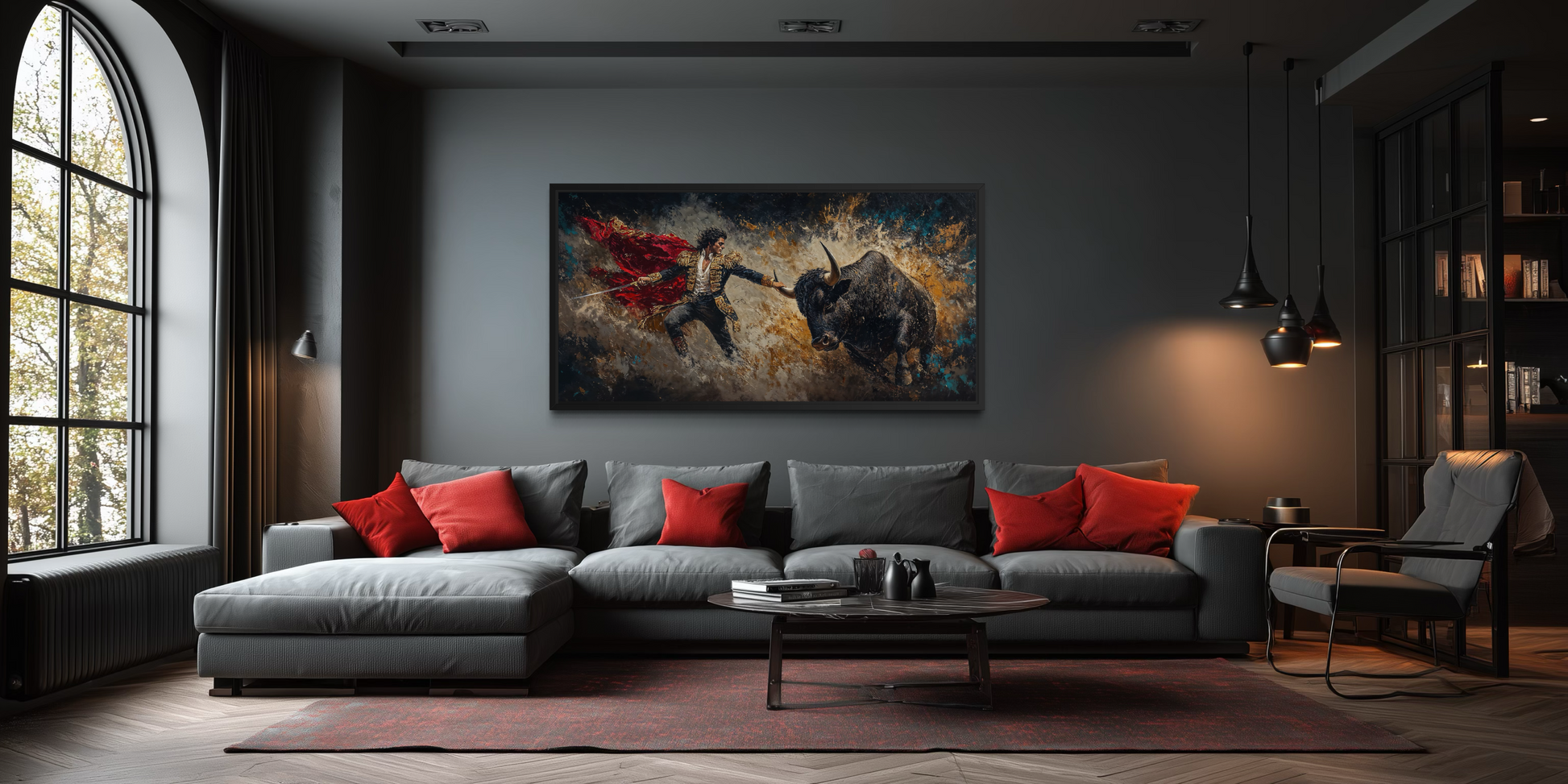 Spanish Matador Fighting Bull Canvas Wall Art For Man Cave Decor