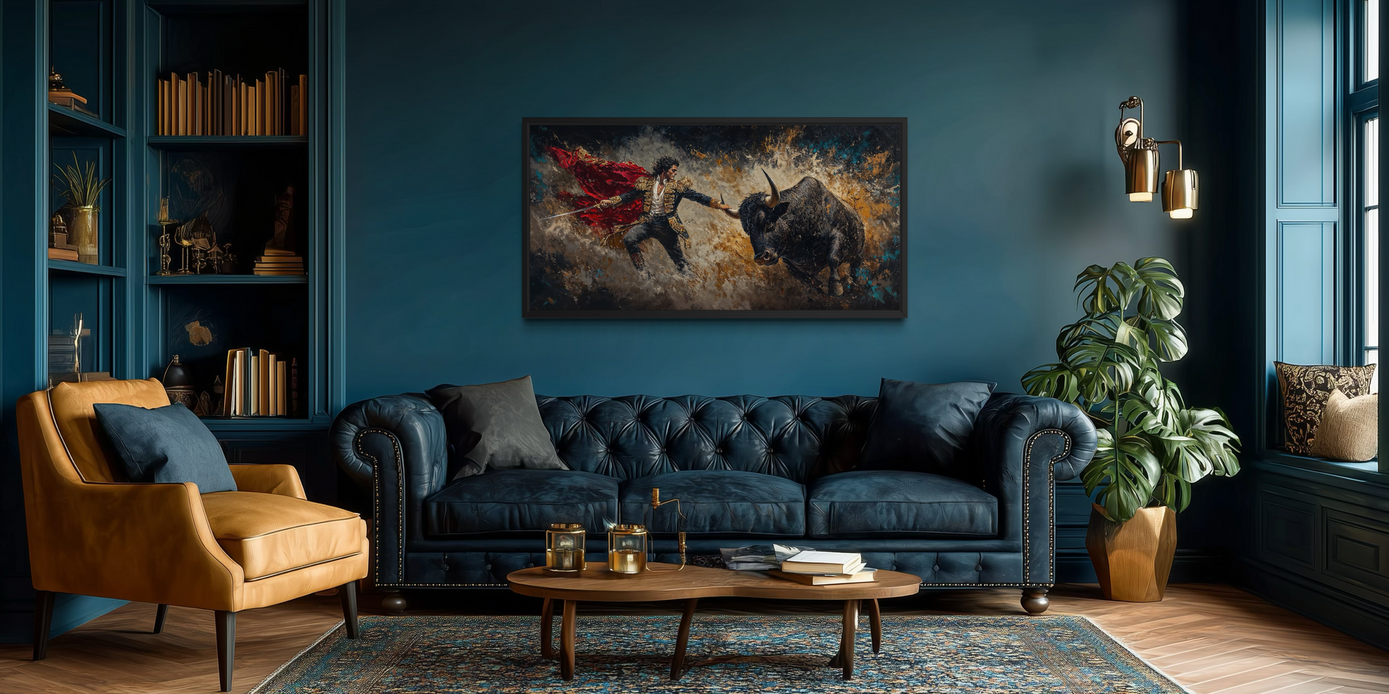 Spanish Matador Fighting Bull Canvas Wall Art For Man Cave Decor