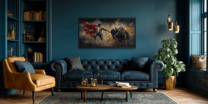 Spanish Matador Fighting Bull Canvas Wall Art For Man Cave Decor