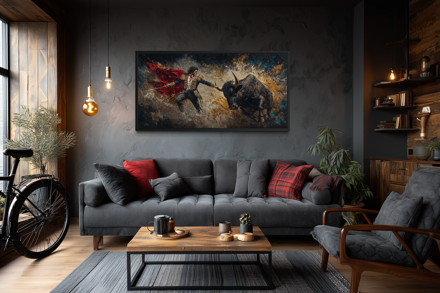 Spanish Matador Fighting Bull Canvas Wall Art For Man Cave Decor