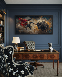 Spanish Matador Fighting Bull Canvas Wall Art For Man Cave Decor