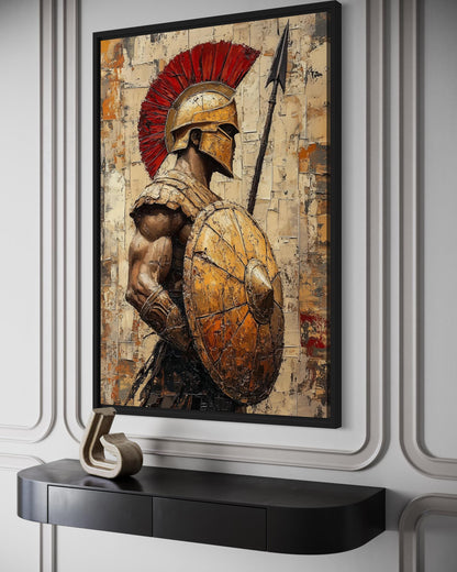Spartan Warrior With Spear and Shield Canvas Wall Art