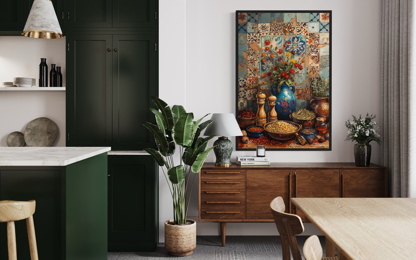 Spices And Herbs Indian Kitchen Framed Canvas Wall Art