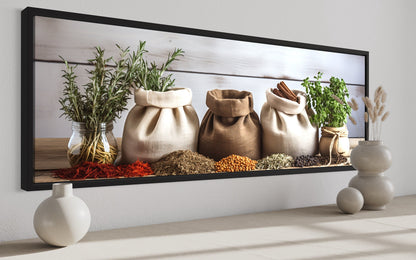 Spices And Herbs Long Horizontal Kitchen Wall Decor Canvas Wall Art