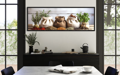 Spices And Herbs Long Horizontal Kitchen Wall Decor Canvas Wall Art