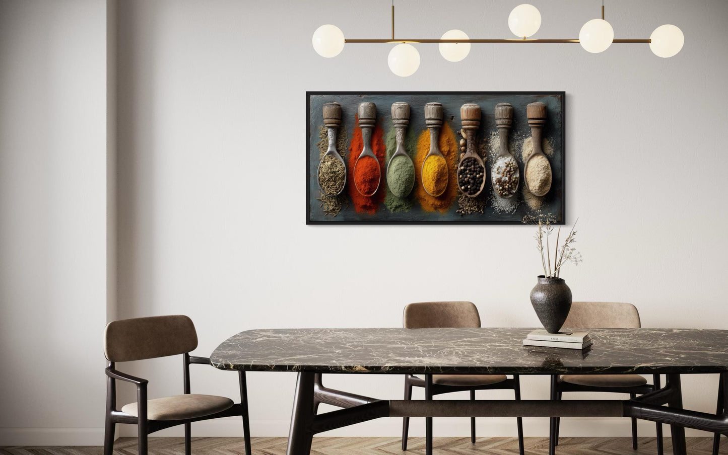 Spices and Herbs In Spoons Kitchen Wall Art