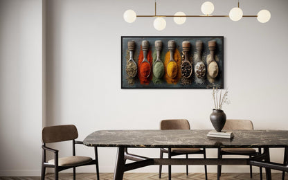 Spices and Herbs In Spoons Kitchen Wall Art