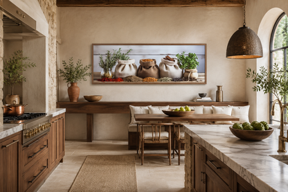 Spices And Herbs Long Horizontal Kitchen Wall Decor Canvas Wall Art