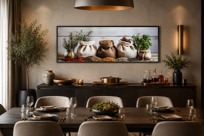 Spices And Herbs Long Horizontal Kitchen Wall Decor Canvas Wall Art