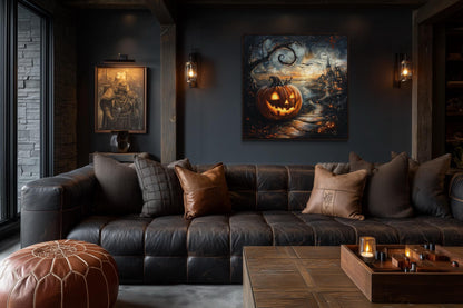 Spooky Jack-O’-Lantern Halloween Pumpkin Wall Art