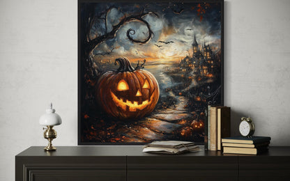 Spooky Jack-O’-Lantern Halloween Pumpkin Wall Art