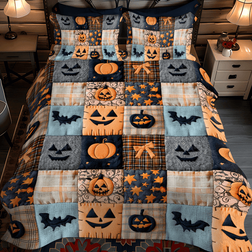 Spooky Season Halloween 3-Piece Quilted Bedding Set - Single (59" x 70")
