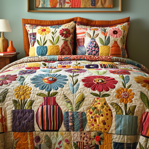 Spring Delights 3-Piece Quilted Bedding Set - Single (59" x 70")