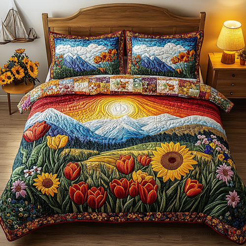 Spring Sunrise 3-Piece Quilted Bedding Set - Single (59" x 70")