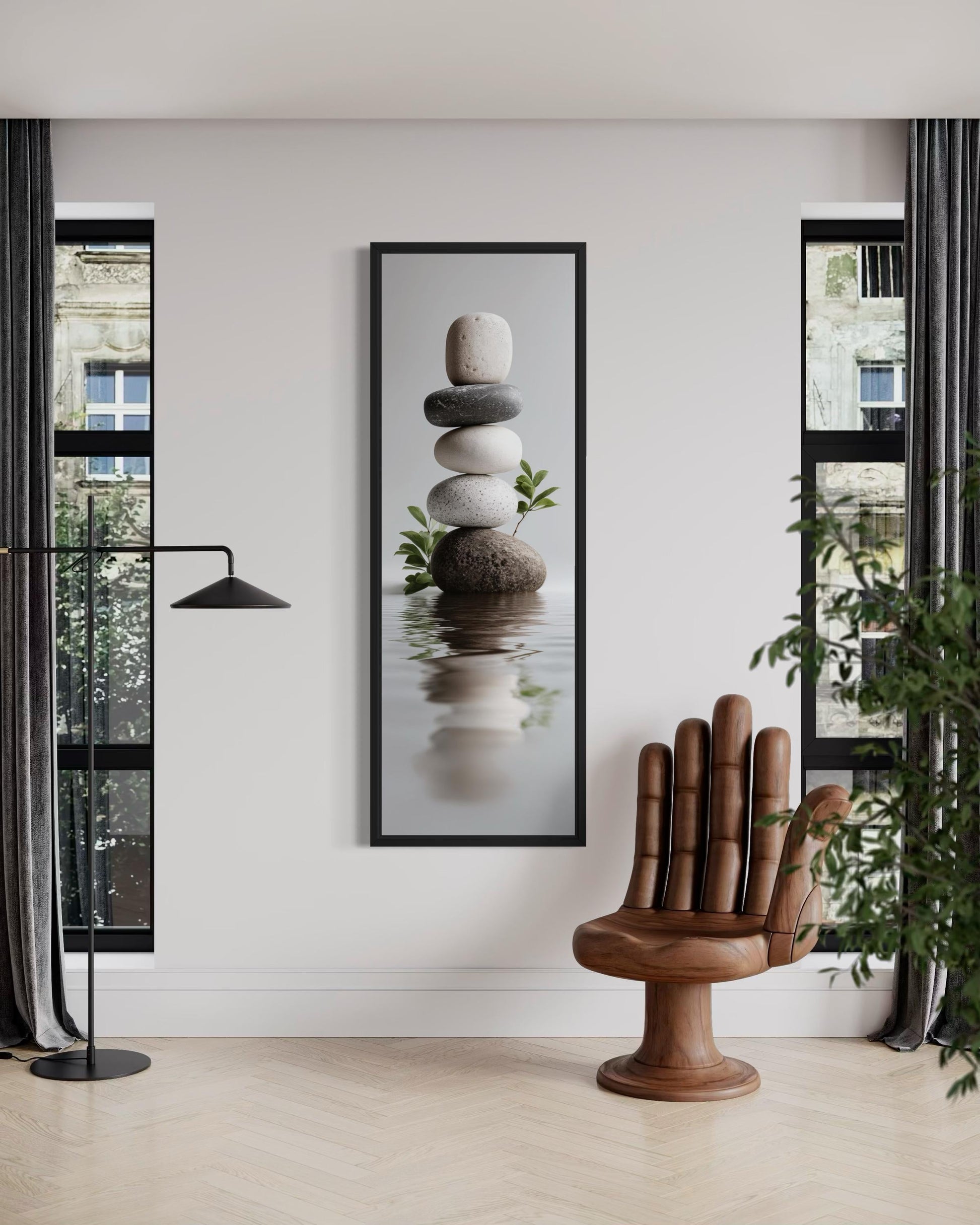 Stacked Zen Stones Tall Narrow Canvas Wall Art