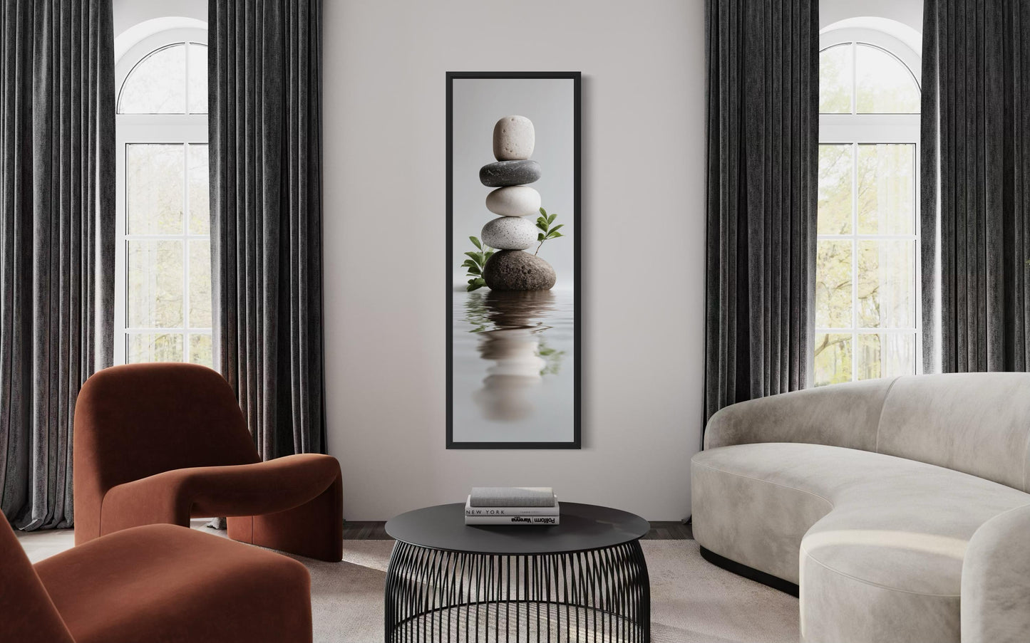 Stacked Zen Stones Tall Narrow Canvas Wall Art