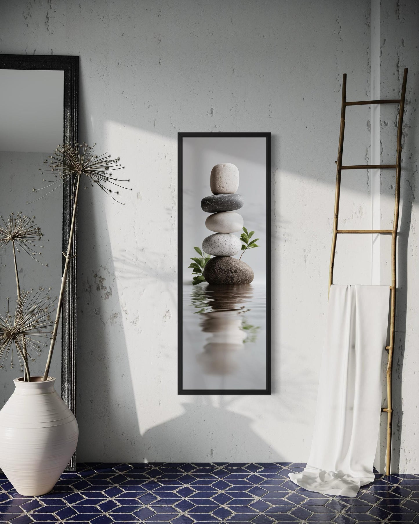 Stacked Zen Stones Tall Narrow Canvas Wall Art