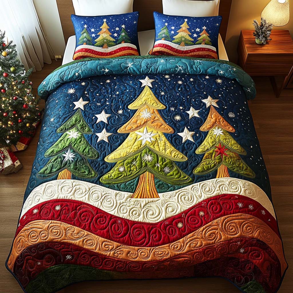 Single (59'' x 70'') /Starry Pines 3-Piece Quilted bedding Set