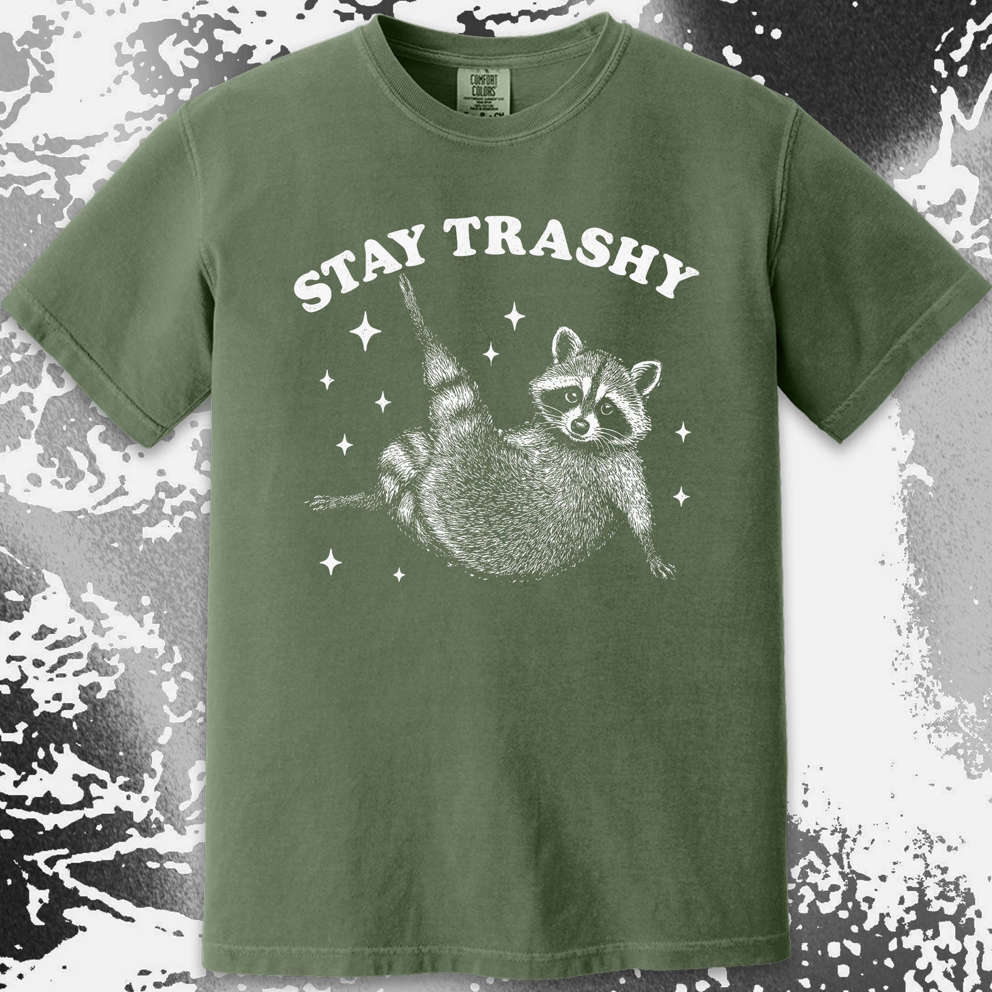 Funny Raccoon Stay Trashy Cute Trash Panda Shirt, funny meme tee gift (view 14)