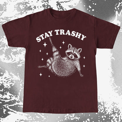 Funny Raccoon Stay Trashy Cute Trash Panda Shirt, funny meme tee gift (view 7)
