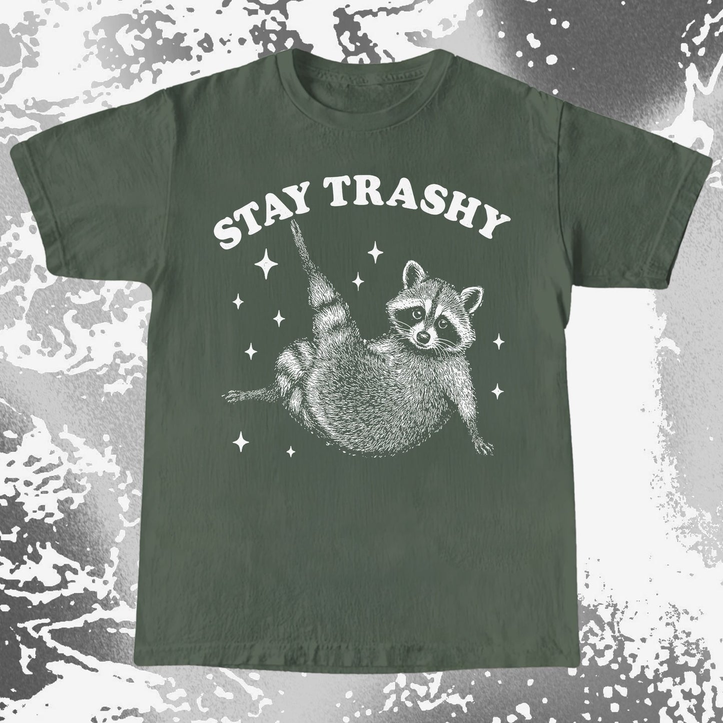 Funny Raccoon Stay Trashy Cute Trash Panda Shirt, funny meme tee gift (view 5)