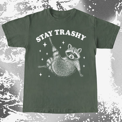 Funny Raccoon Stay Trashy Cute Trash Panda Shirt, funny meme tee gift (view 5)