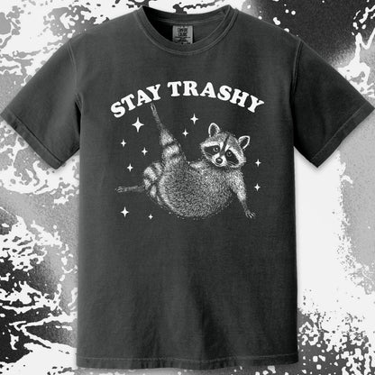 Funny Raccoon Stay Trashy Cute Trash Panda Shirt, funny meme tee gift (view 15)