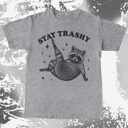 Funny Raccoon Stay Trashy Cute Trash Panda Shirt, funny meme tee gift (view 3)