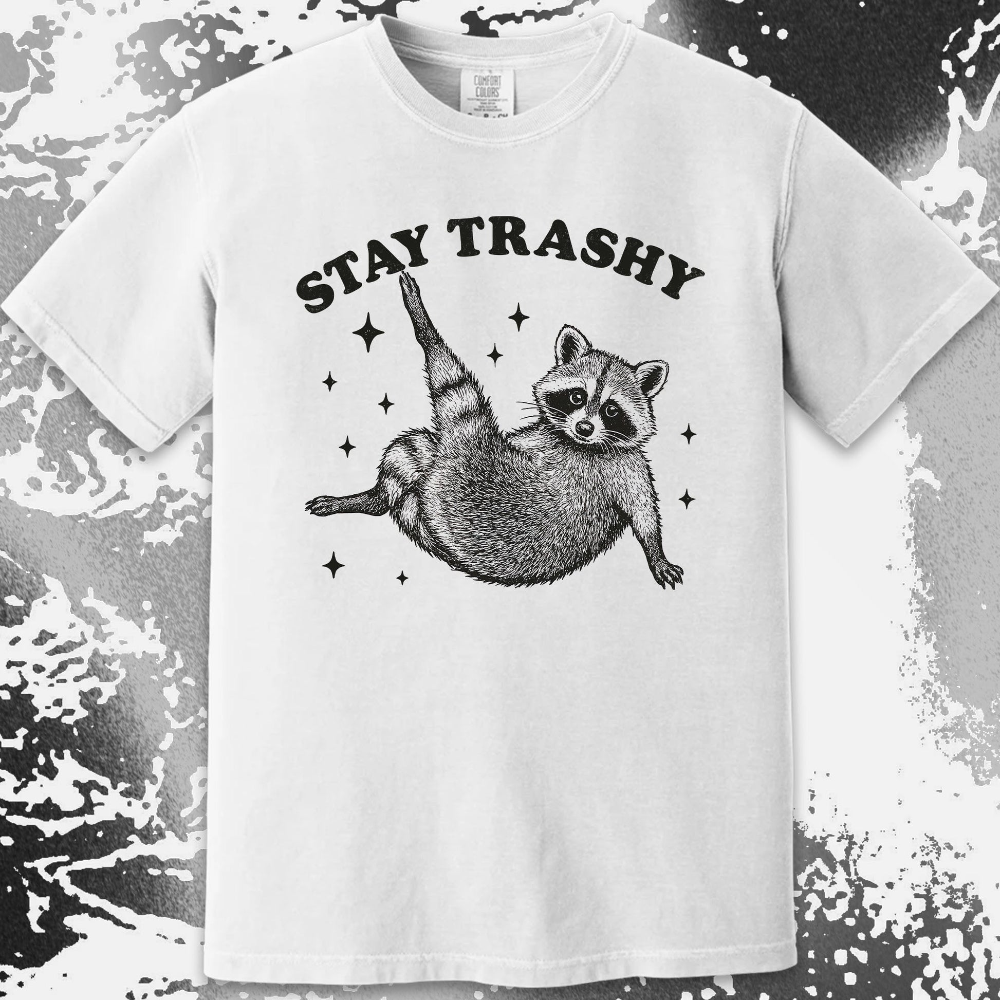 Funny Raccoon Stay Trashy Cute Trash Panda Shirt, funny meme tee gift (view 10)