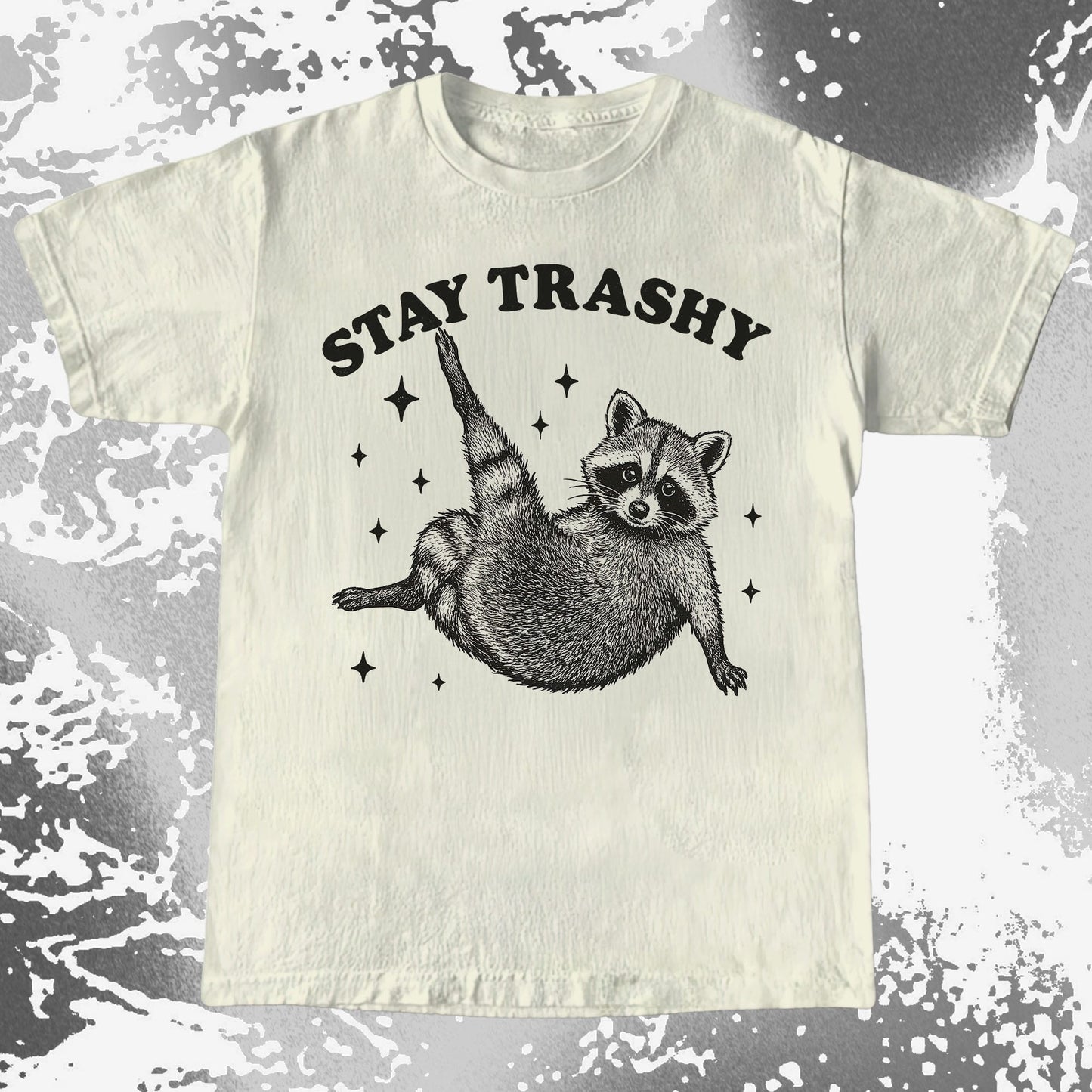 Funny Raccoon Stay Trashy Cute Trash Panda Shirt, funny meme tee gift (view 4)