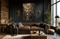 Steampunk Bunny Wall Art - Vintage Rabbit Canvas Print in Floating Frame - Decor for Men