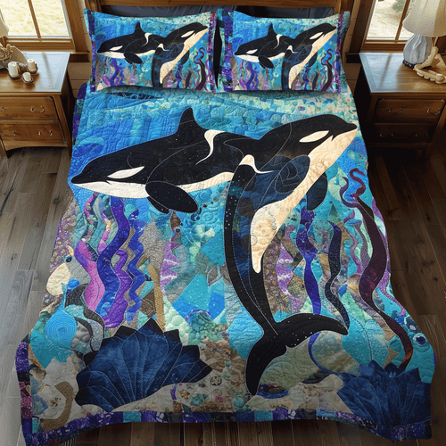 Stellar Sea Journey 3-Piece Quilted Bedding Set - Single (59" x 70")