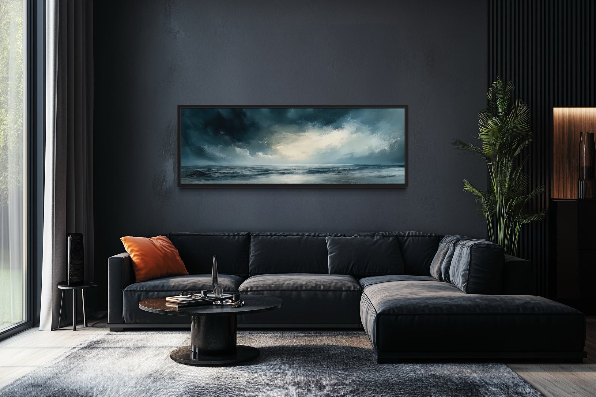 Stormy Horizon Over The Ocean Panoramic Canvas Wall Art