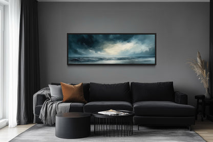 Stormy Horizon Over The Ocean Panoramic Canvas Wall Art