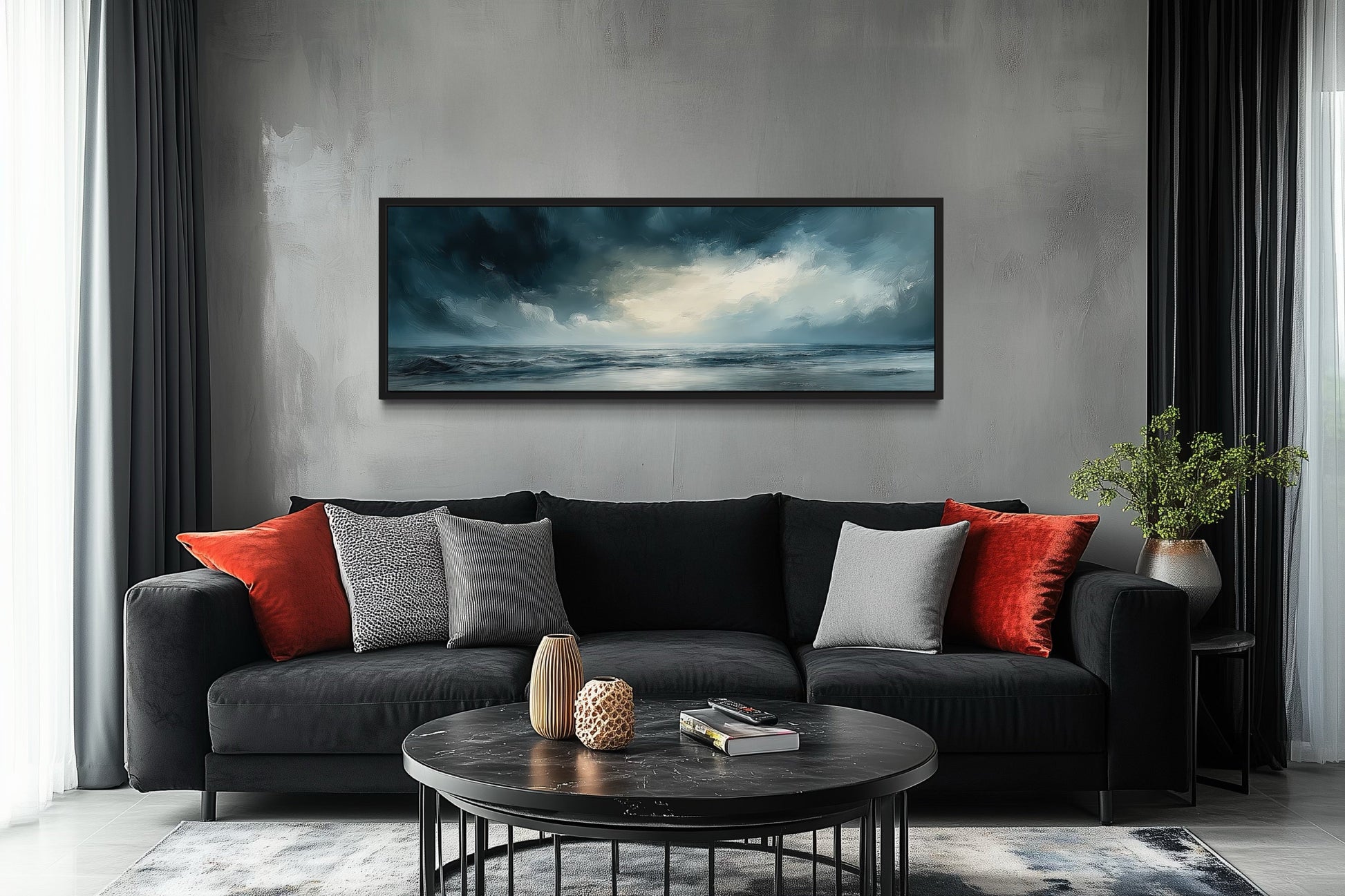 Stormy Horizon Over The Ocean Panoramic Canvas Wall Art
