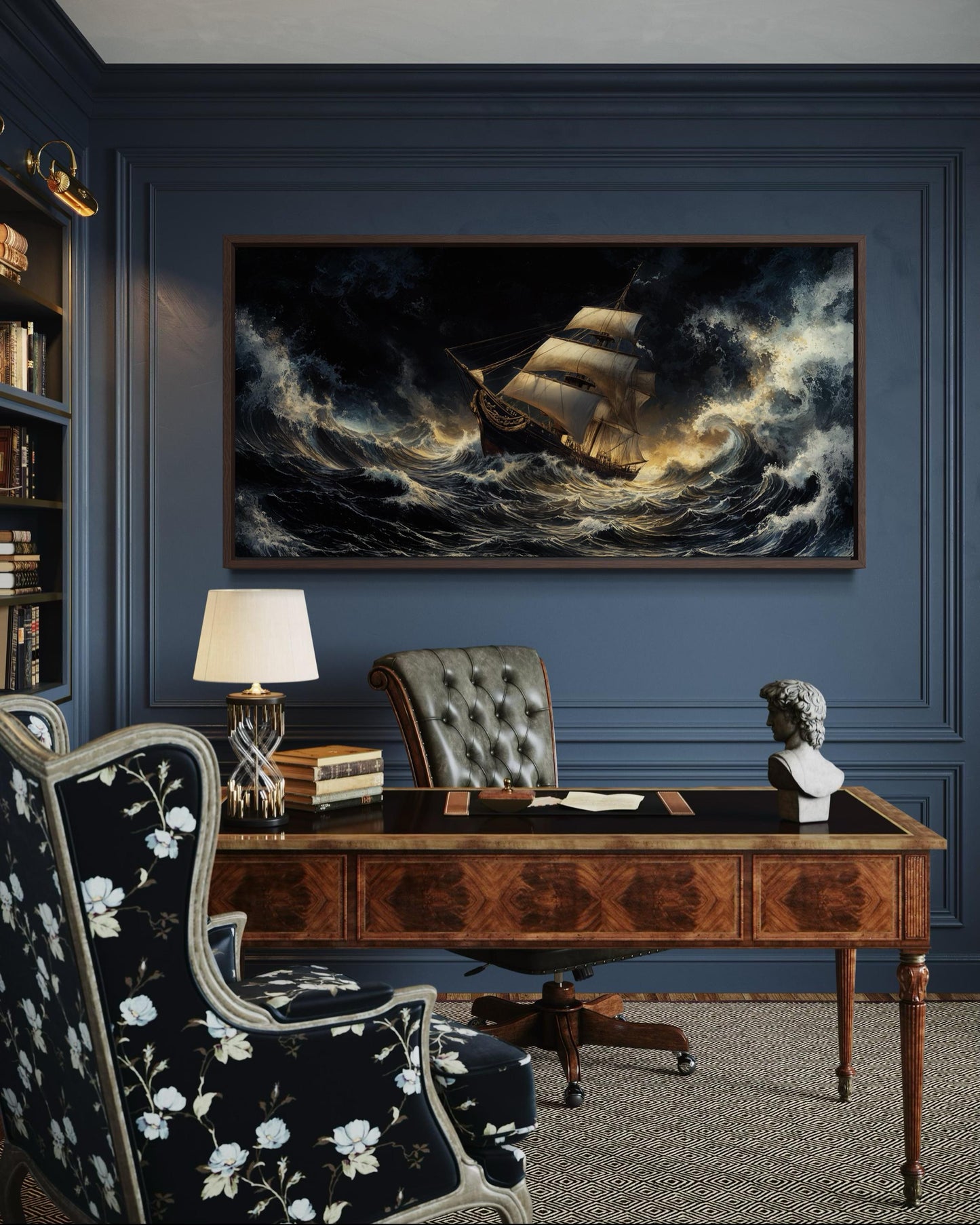 Stormy Sailing Ship Wall Art – Dramatic Ocean Waves Canvas Print | Nautical Seascape Decor