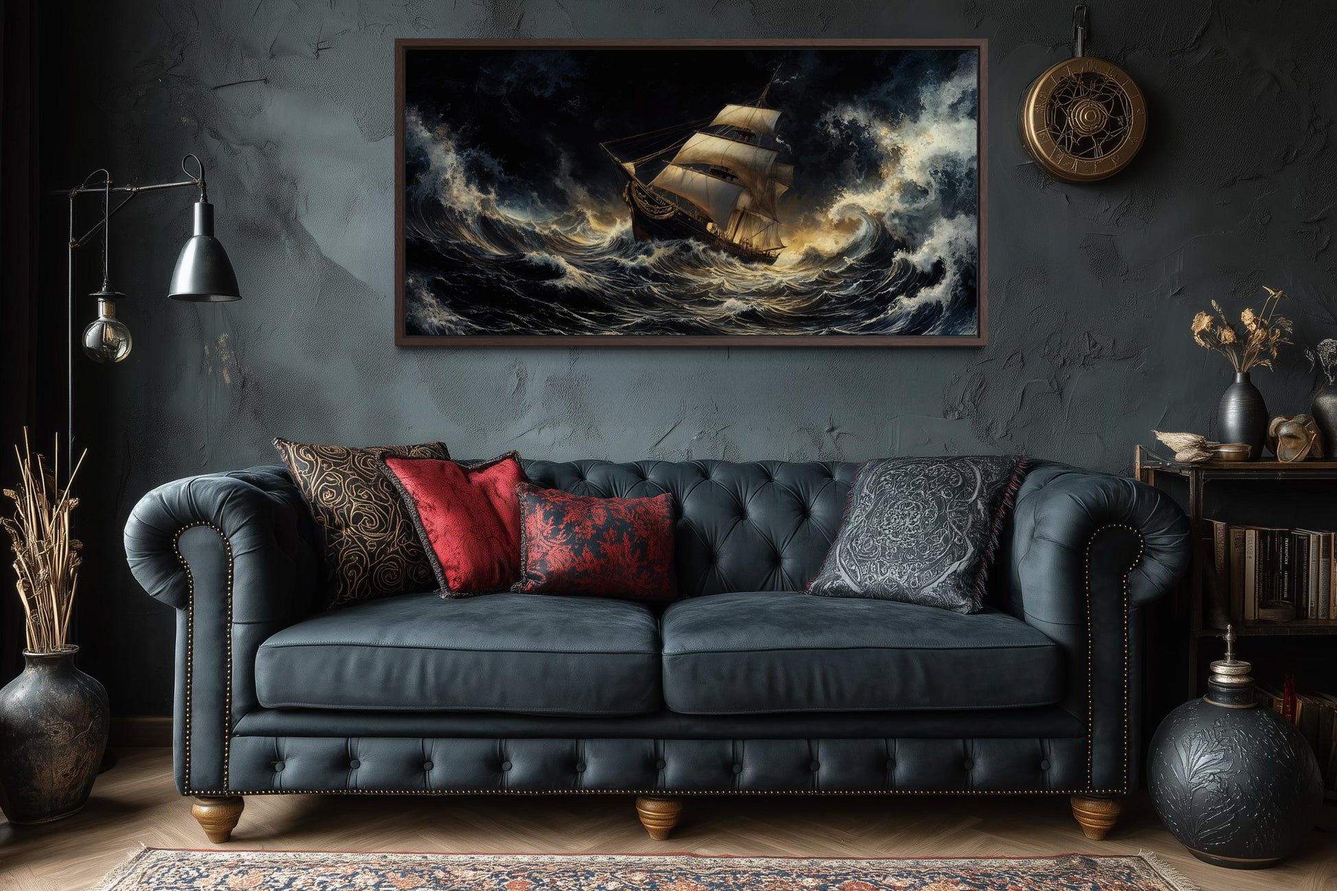 Stormy Sailing Ship Wall Art – Dramatic Ocean Waves Canvas Print | Nautical Seascape Decor