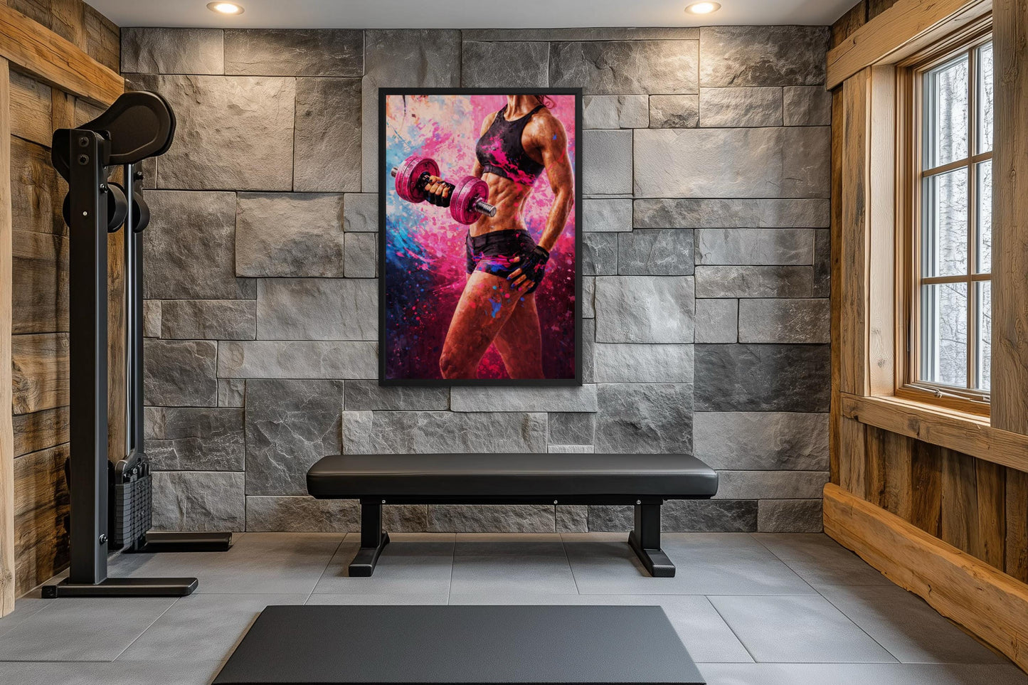 Strong Woman Fitness Art - Motivational Gym Canvas | Powerful Workout Wall Decor