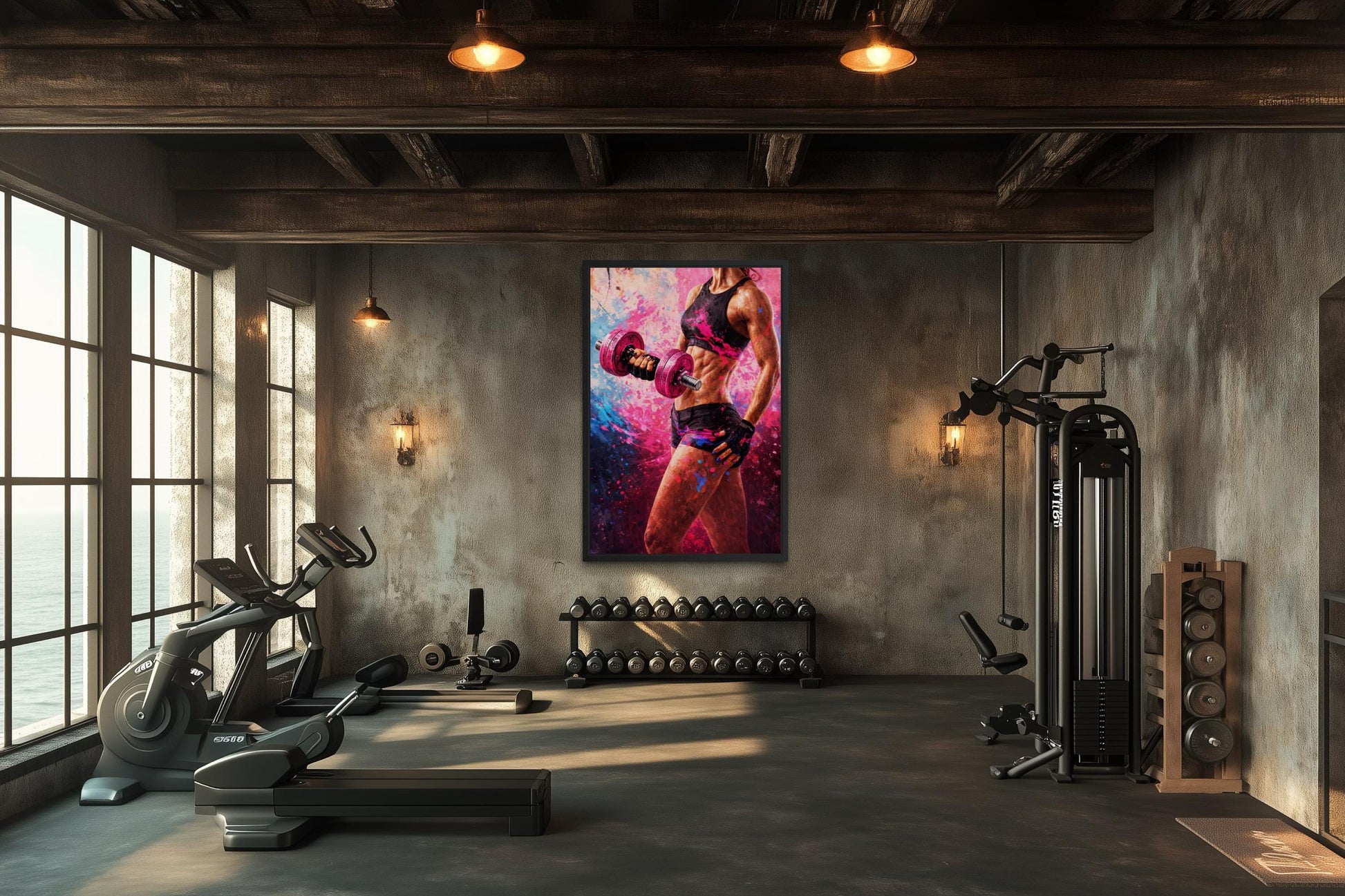 Strong Woman Fitness Art - Motivational Gym Canvas | Powerful Workout Wall Decor