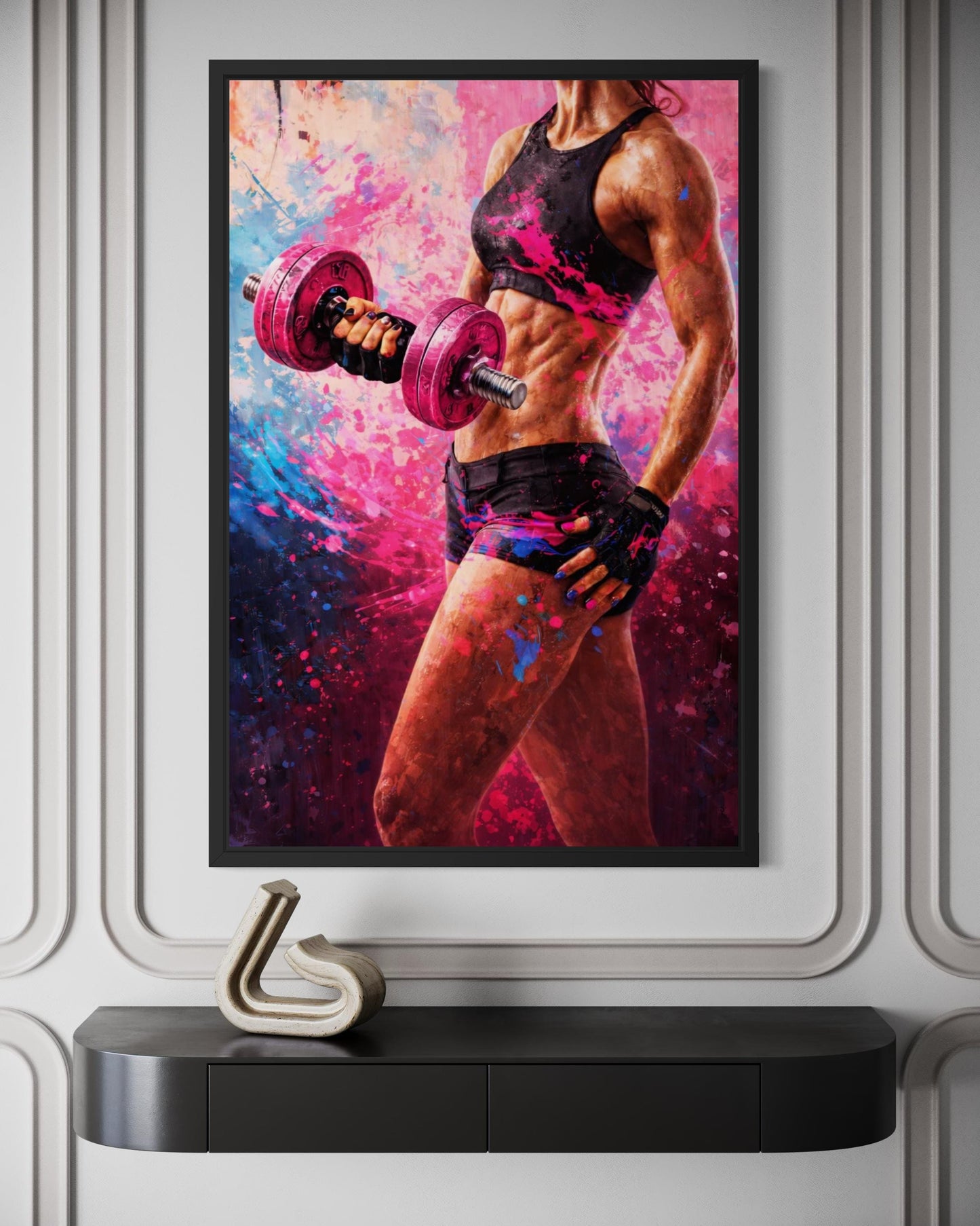 Strong Woman Fitness Art - Motivational Gym Canvas | Powerful Workout Wall Decor