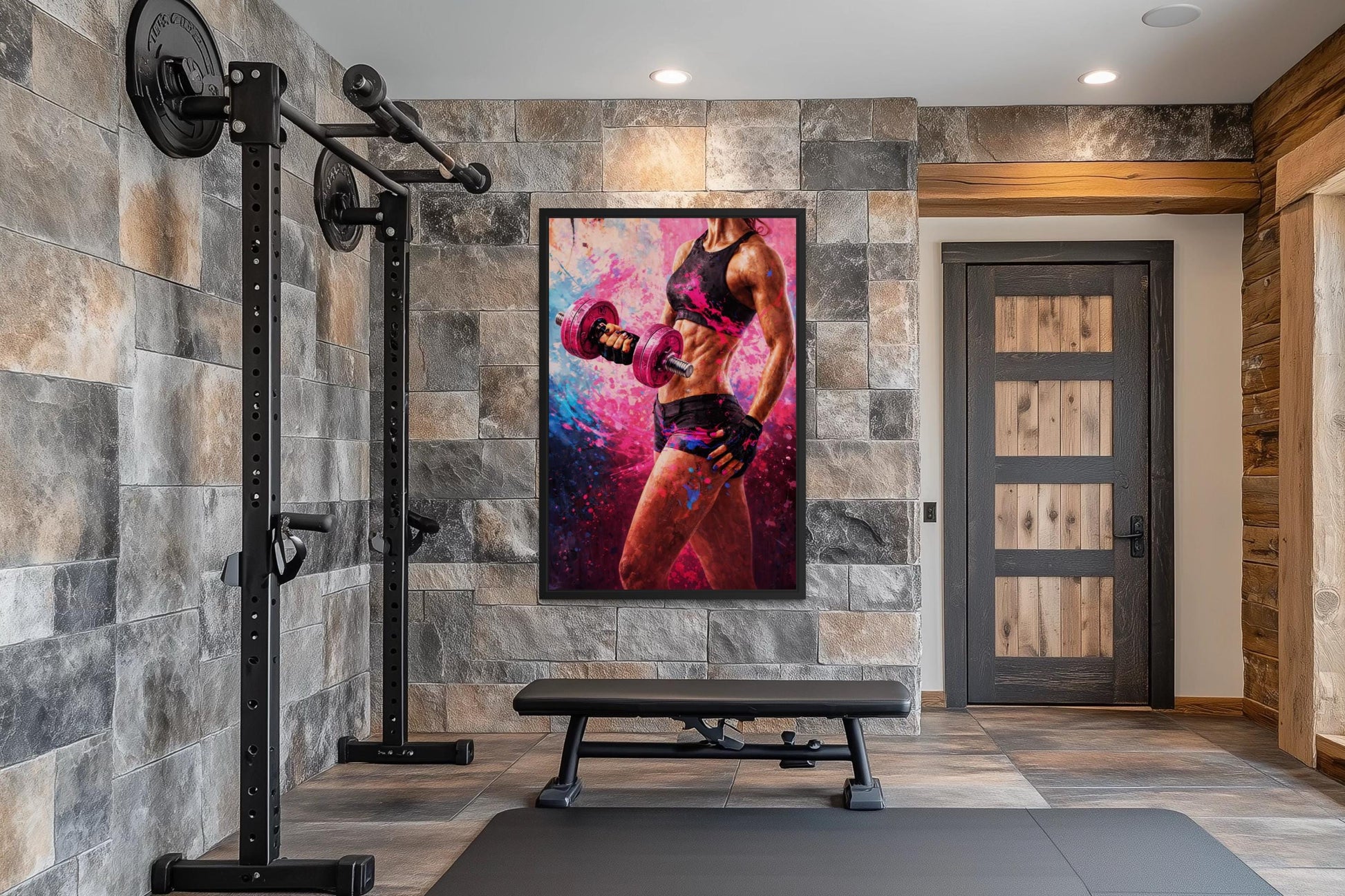 Strong Woman Fitness Art - Motivational Gym Canvas | Powerful Workout Wall Decor