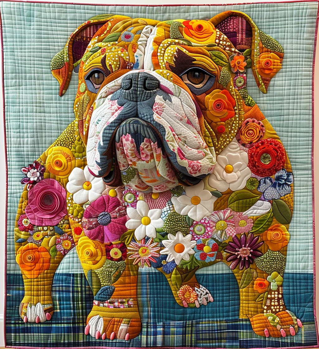 Throw (55'' x 60'') /Sturdy Bulldog Strength Quilted Blanket
