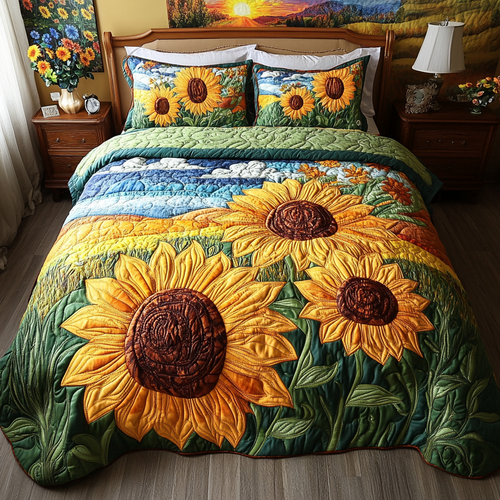 Summer Bloom 3-Piece Quilted Bedding Set - Single (59" x 70")
