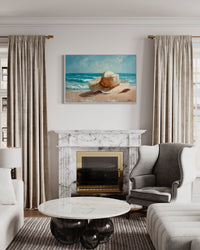 Sun Hat On The Beach Coastal Wall Decor For Beach House Canvas Wall Art