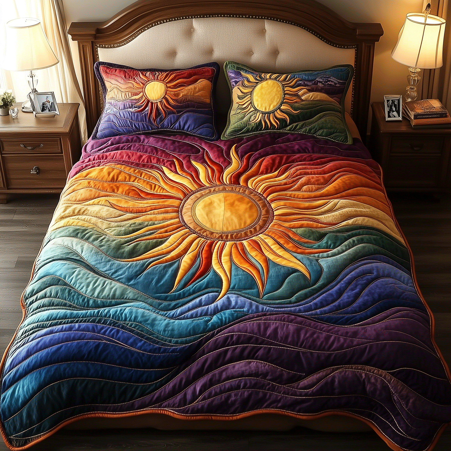 Sun Glow Aura 3-Piece Quilted Bedding Set - Single (59" x 70")