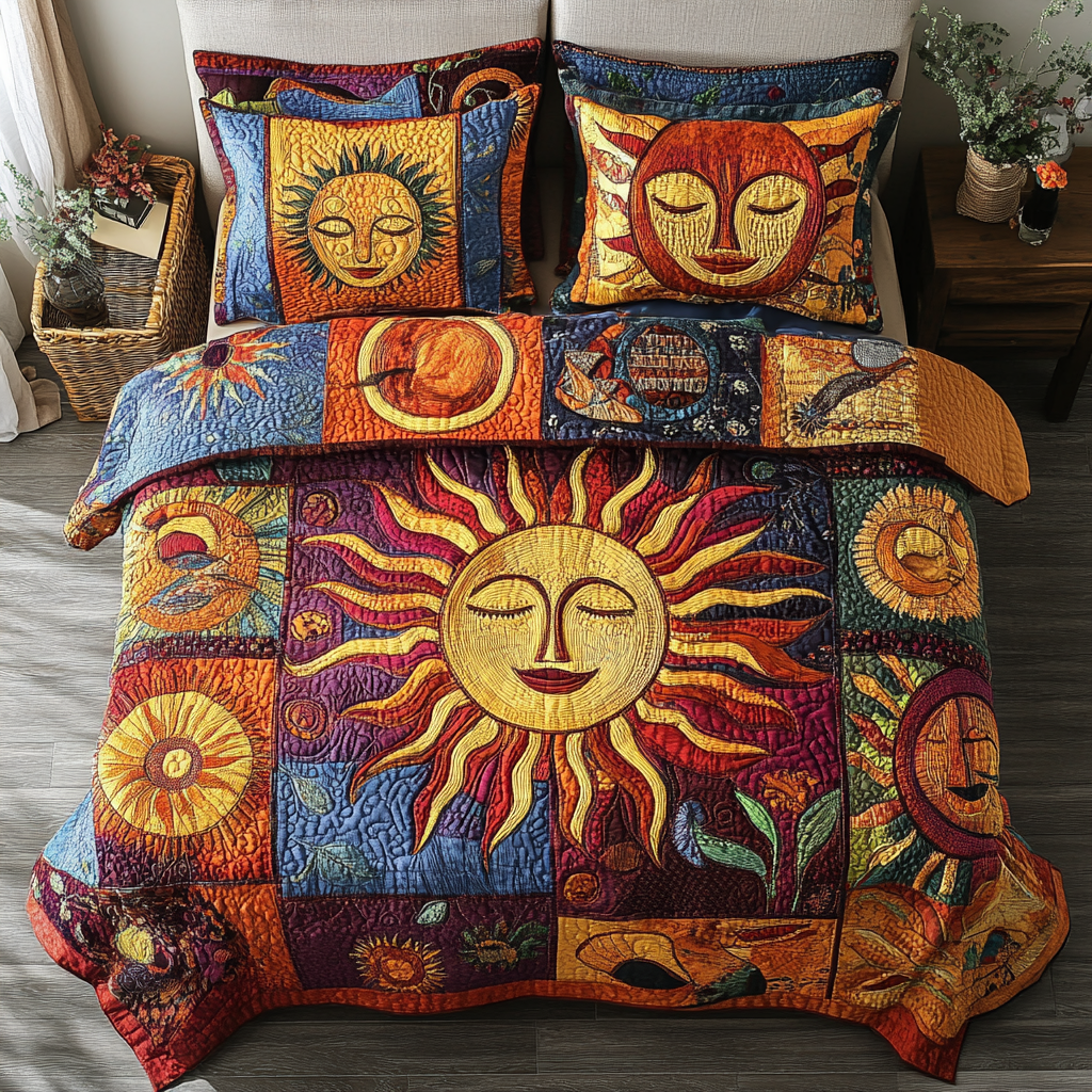 Sunburst Bliss 3-Piece Quilted Bedding Set - Single (59" x 70")