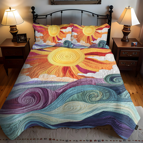Single (59'' x 70'') /Sunburst Delight 3-Piece Quilted Bedding Set